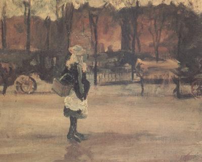 Vincent Van Gogh A Girl in the Street,Two Coaches in the Background (nn04) Sweden oil painting art